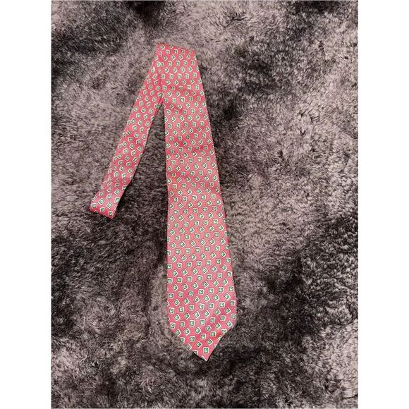 Polo Ralph Lauren Other - Polo By Ralph Lauren Red Green Geometric Novelty Print Silk Tie OS Made In Italy
